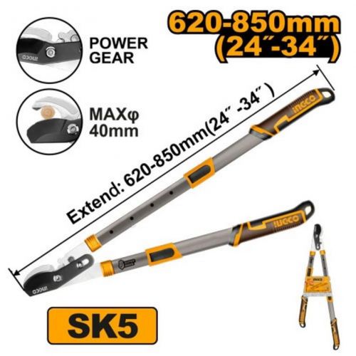 Nožnice záhradné na konáre teleskopické 62-85cm INGCO INDUSTRIAL