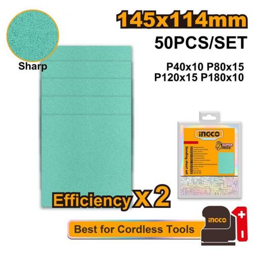 Papier brúsny 145x114mm, sada 50dielna INGCO Industrial