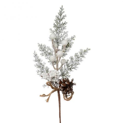 Ozdoba zapichovacia tuja+šiška+bobule zasnežené 31 cm