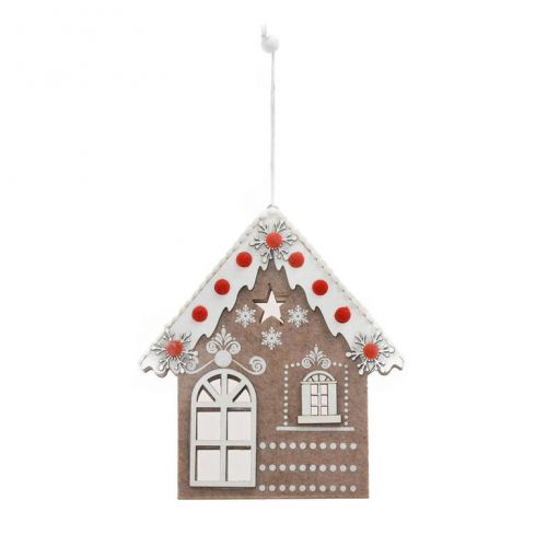 Ozdoba závesná chalúpka perník 14,5 cm, drevená