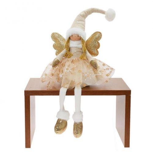 Postavička anjel 60 cm sediaci LED béžový