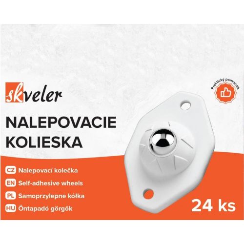 Koliesko na presun malého nábytku, spotrebičov, samolepiace, sada 24ks SKVELER