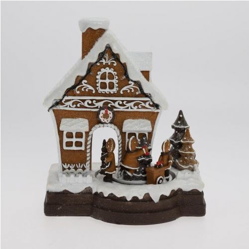 Dekorácia domček LED perník 20x13,5x25 cm zvukové efekty