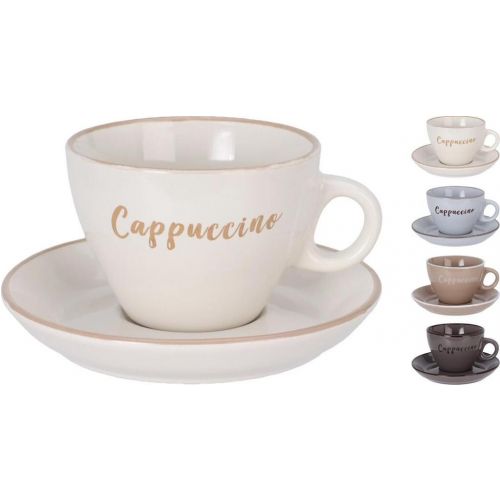 Šálka s podšálkou 200 ml sada cappuccino keramika, mix