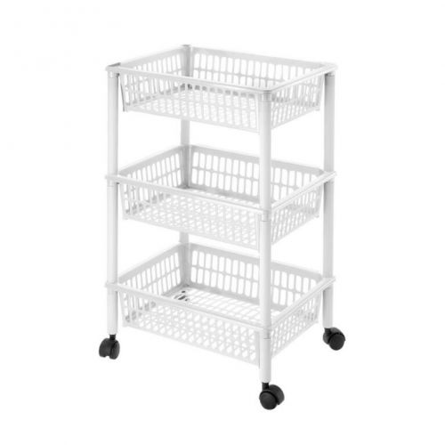 Regál UH 3-poschodový 40x29x62cm biely na kolieskach "Mito 3" TONTARELLI