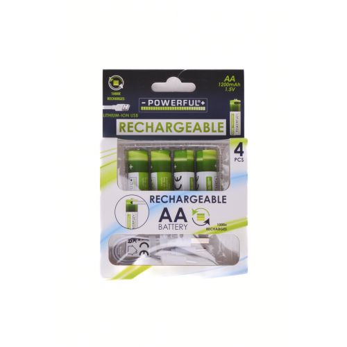 Monočlánok/batéria nabíjacia AA 1200mAh 1.5V, LITIUM-ION, 4ks, USB-C