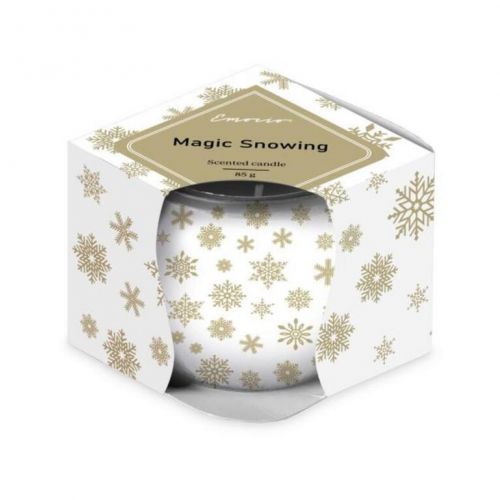 Sviečka vonná Emocio sklo 70x62mm,Magic Snowing bielo-zlatá