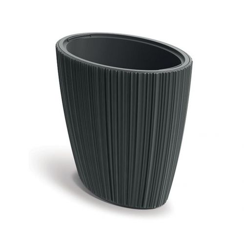 Kvetináč plastový 595x395 mm ORO, oválny, šedý, výška 545 mm, s vložkou