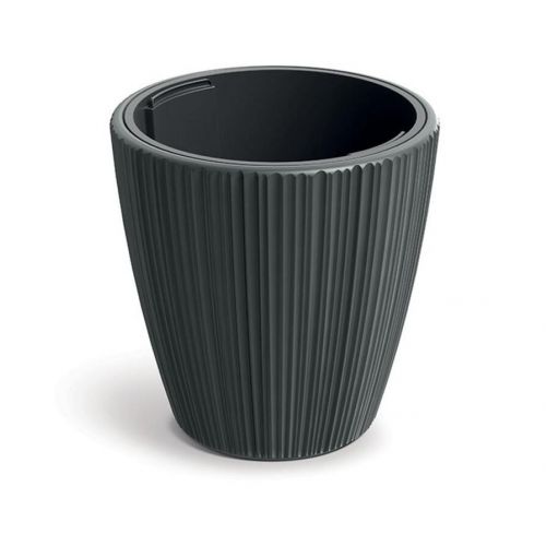 Kvetináč plastový priemer 240 mm ORO, okrúhly, šedý, výška 240 mm, s vložkou