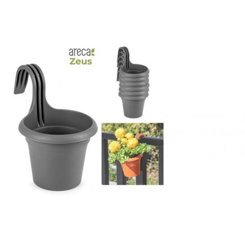 Kvetináč na balkón plastový, ZEUS antracit, s priemerom 18cm