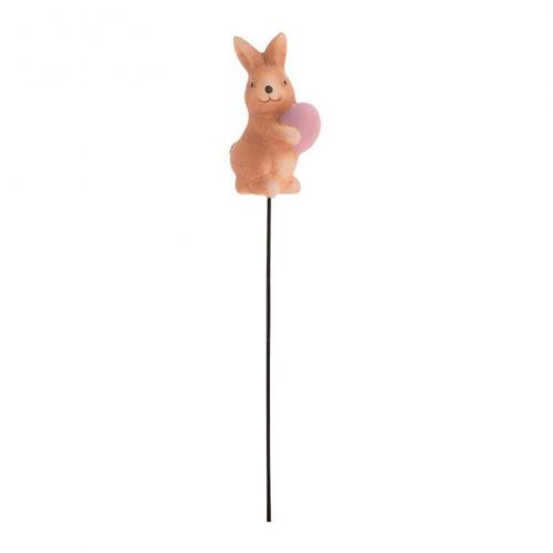 Ozdoba zapichovacia keramický zajac 7,6 cm hnedý