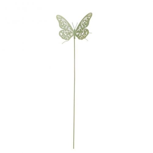 Ozdoba zapichovacia plechový motýľ 11x8,5 cm, mentol