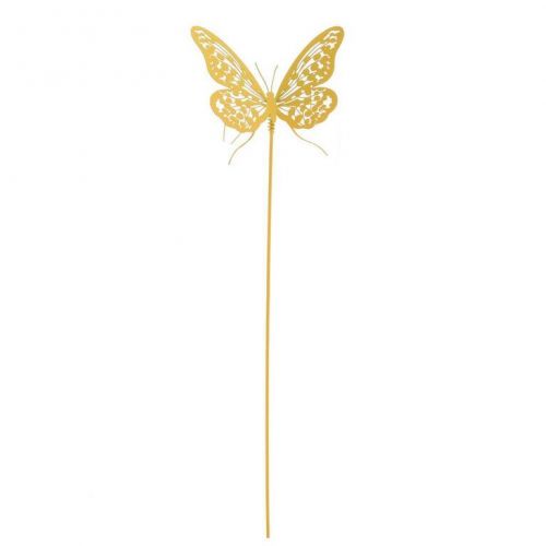 Ozdoba zapichovacia motýľ plechový 11x8,5 cm, žltý