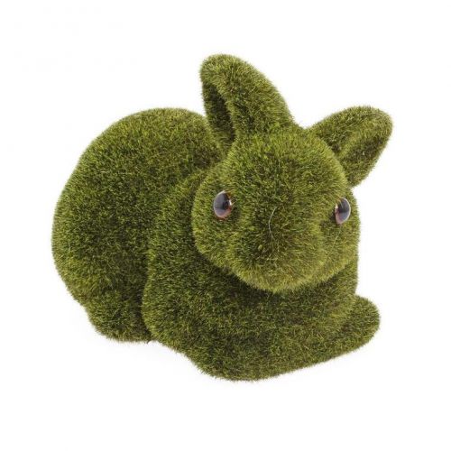 Postavička zajac ležiaci 25 cm polystyrén + umelý mach, zelený