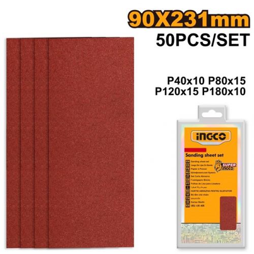 Papier brúsny 90x231mm, sada 50 dielna, INGCO Industrial