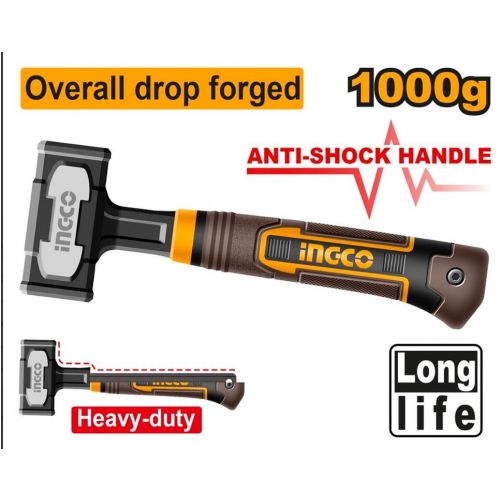 Pucka / kamenárske kladivo, 1000g ANTI-SHOCK INGCO Industrial