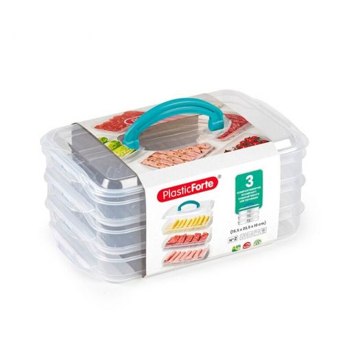 Dóza stohovateľná s rukoväťou 3x1l, 15,5 x 23,5 x 10cm