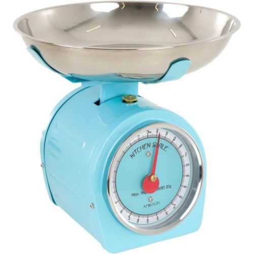 Váha kuchynská mechanická, modrá s červenou rúčkou, do 5kg