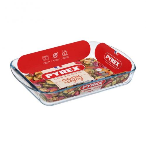 Pekáč s ušami hranatý, 35x23x6cm, 2,7L, sklo číre PYREX KLC