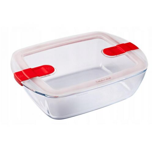 Dóza na potraviny s vekom obdĺžniková, 23x15x7cm, 1,2L, číre sklo, PYREX