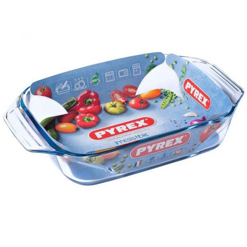 Pekáč s ušami hranatý, 31x20x6cm, 2L, sklo číre PYREX KLC