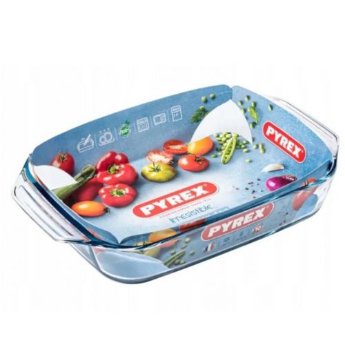Pekáč s ušami hranatý, 35x23x7cm, 3L, sklo číre PYREX KLC