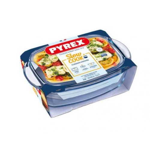 Misa zapekacia hranatá s pokrievkou, 33x20x14cm, 2,9L+1,6L, sklo číre PYREX, spevnený obal KLC