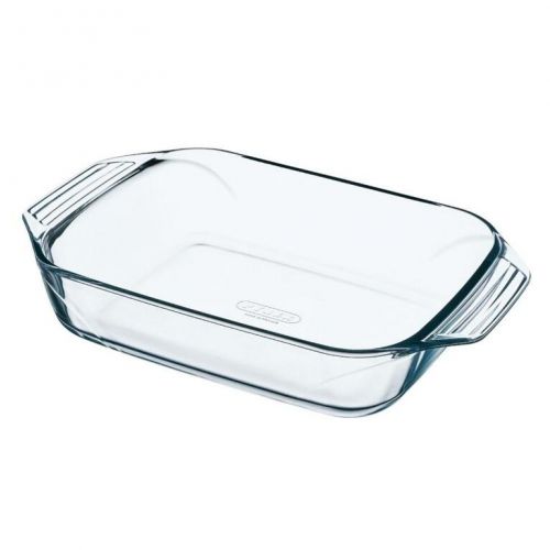Pekáč s ušami hranatý, 39x25x7cm, 4L, sklo číre PYREX