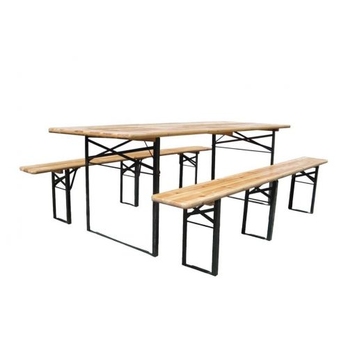 Nábytok set pivný 220cm skladací, HEIDI, úzky stôl 220x50cm + 2x lavica 220x25cm