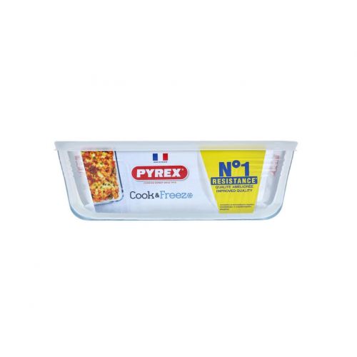 Dóza na potraviny s vekom obdĺžniková, 27x22x9cm, 4L, sklo číre PYREX