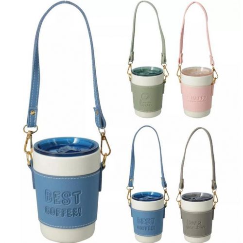 Pohár porcelánový s viečkom 420 ml, s pútkom, mix farieb