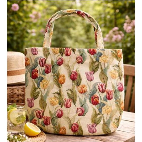 Taška nákupná gobelínová veľká 45x45cm, dizajn TULIPÁNY