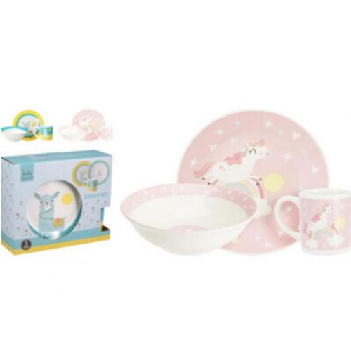 Tanier detský 3-dielna sada porcelán, mix farieb