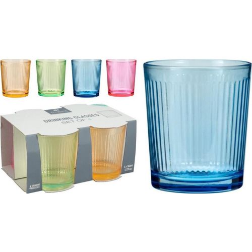 Pohár na vodu sklenený 360ml 4ks, farebný mix