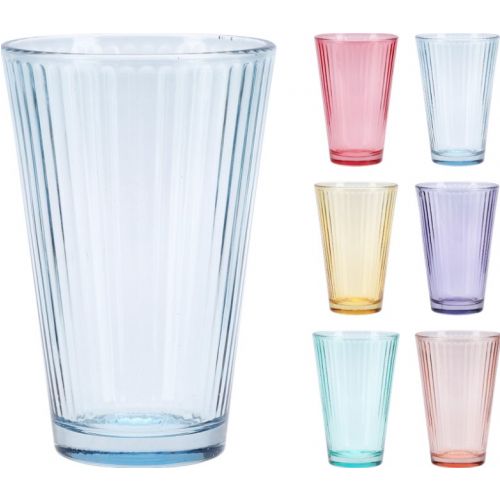 Pohár na vodu sklenený 300ml, mix farieb