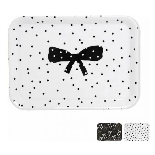 Tácka servírovacia melamínová 38x27,5cm, čierno-biela, mix dizajnov