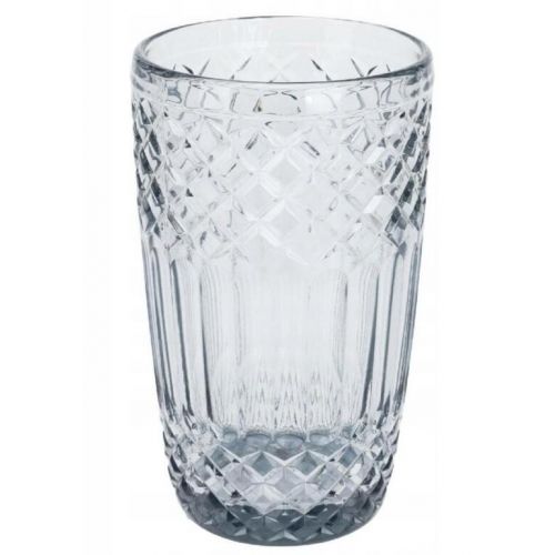 Pohár na vodu sklenený brúsený, 380ml, šedý