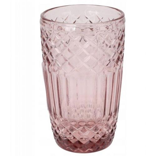 Pohár na vodu  sklenený brúsený, 380ml, ružový