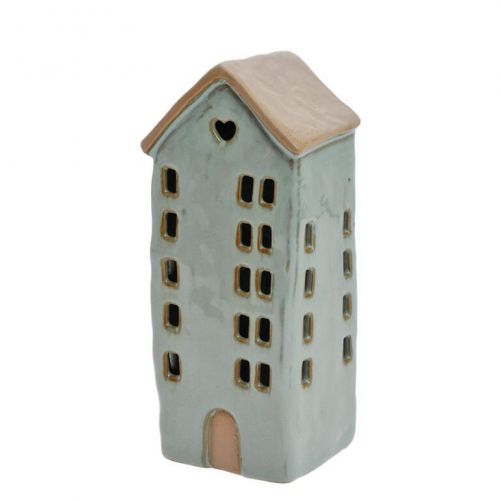 Dekorácia domček LED 8,3x7x19,5 cm  porcelán zelená
