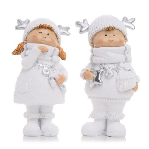 Postavička dieťa s darčekom 10 cm biela mix