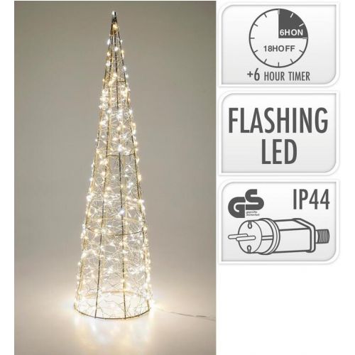 Dekorácia pyramída 300 LED 60 cm s adaptérom časovačom zlatá