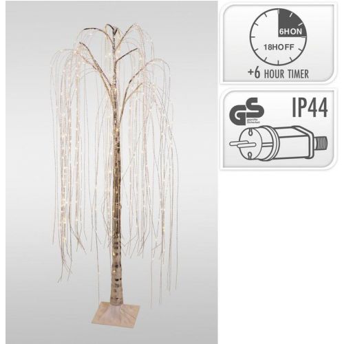 Dekorácia vŕba 220 LED 150 cm s časovačom strieborná