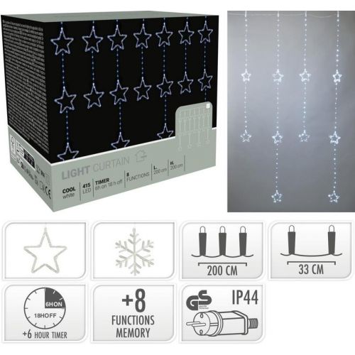 Svetlo vianočné hviezdy/vločky 415/408 LED biele s funkciami, s časovačom
