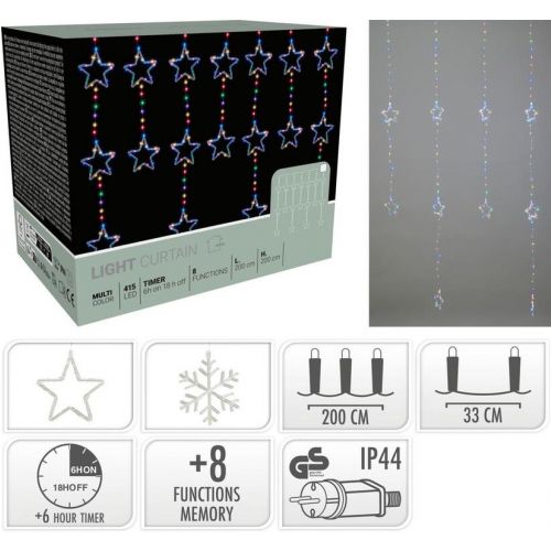 Svetlo vianočné hviezdy/vločky 415/408 LED farebné s funkciami, s časovačom
