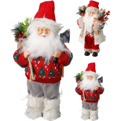 Postavička Santa 30 cm červeno-sivý mix