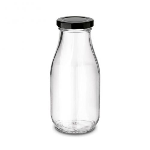 Fľaša na sirup/šťavu sklo 300ml + viečko čierne