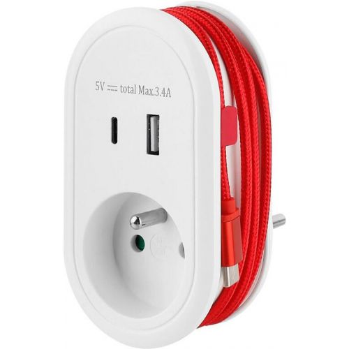Zásuvka USB A+C, s USB káblom C
