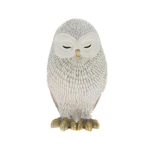 Postavička sova spiaca 15 cm poly bielo-zlatá