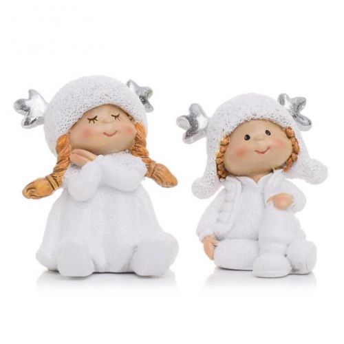 Postavička dieťa sediace 6 cm biela mix
