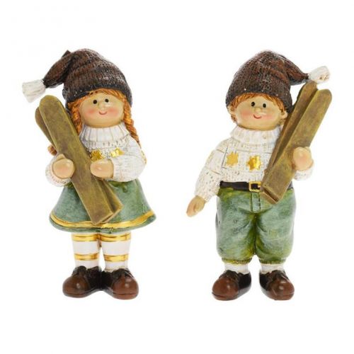 Postavička dieťa s lyžami 10,5 cm poly mix